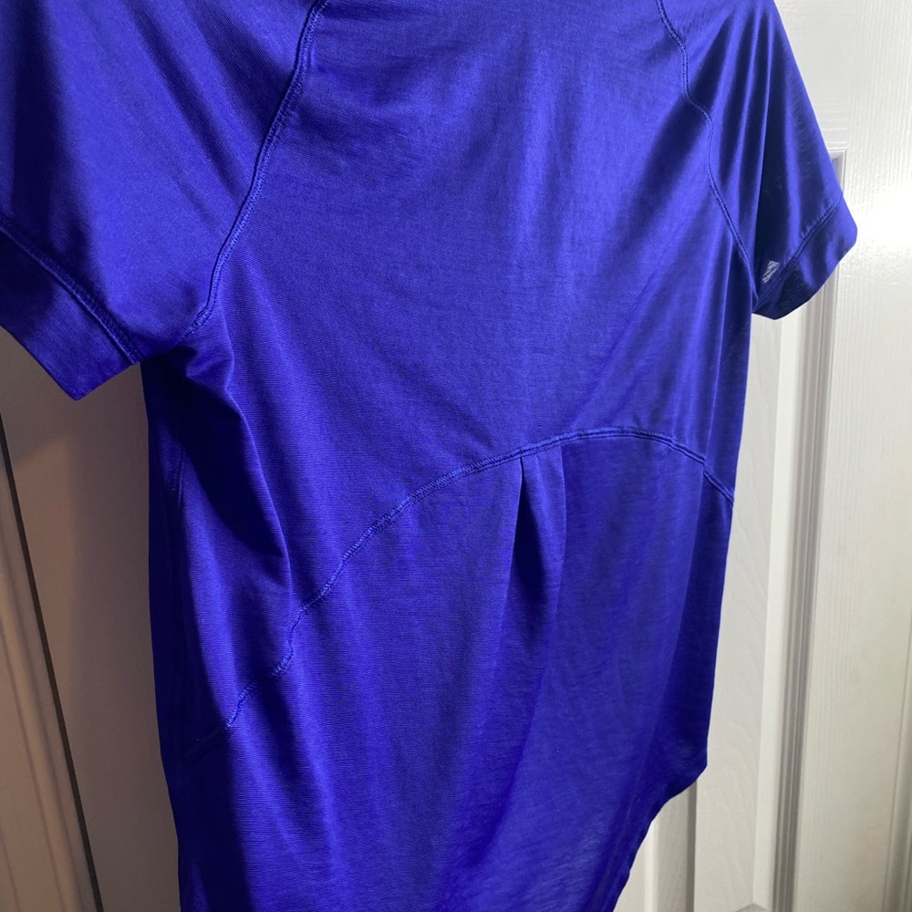 ATHLETA Royal Blue Pleated Back Short Sleeve Top XS